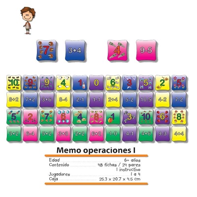 Juego De Memoria : Operaciones I (sumas Y Restas) 48 Pzas